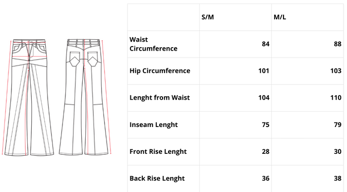 INDUSTRY WORK PANT - Size chart