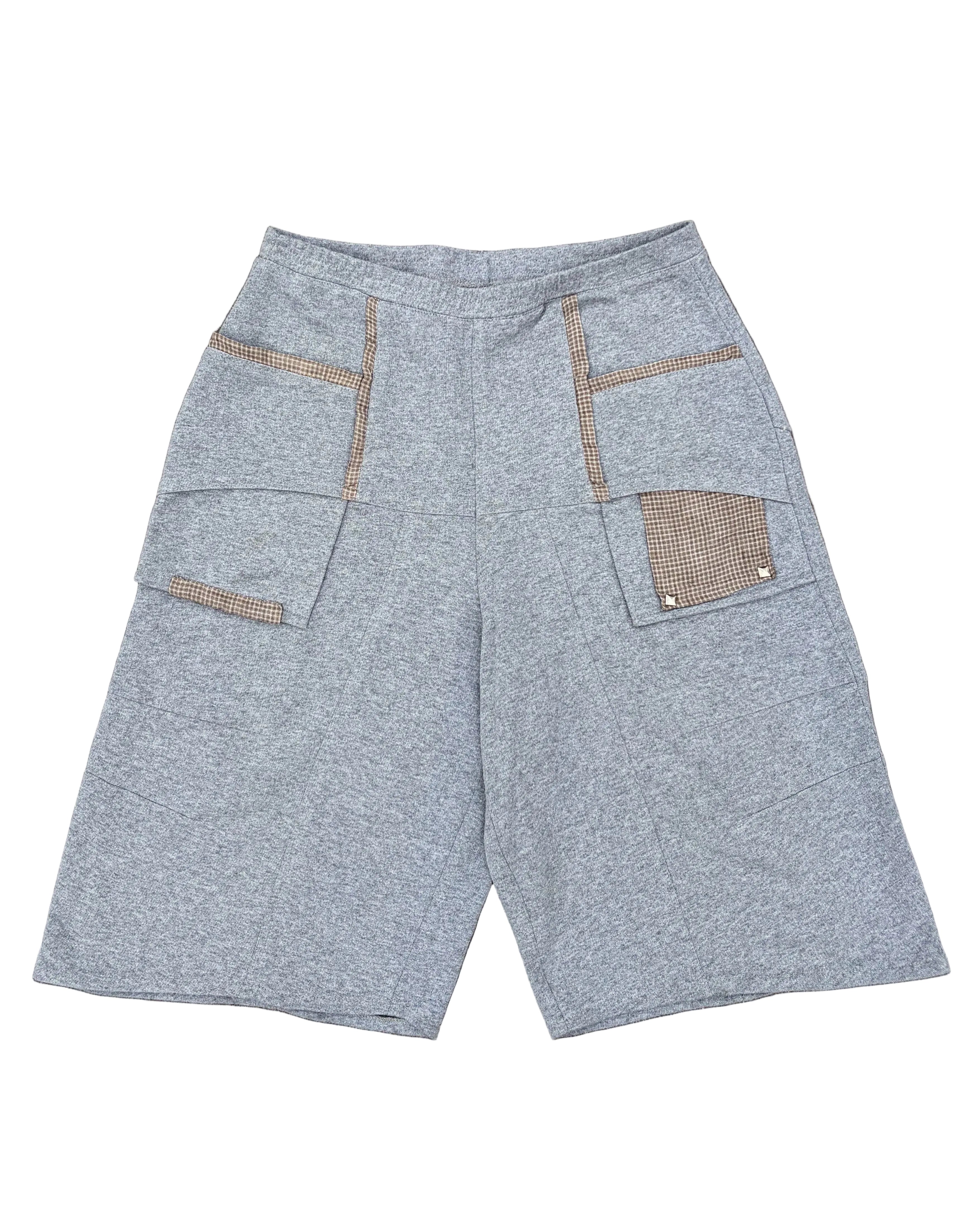 Bermuda oversize gris de algodón - vista frontal