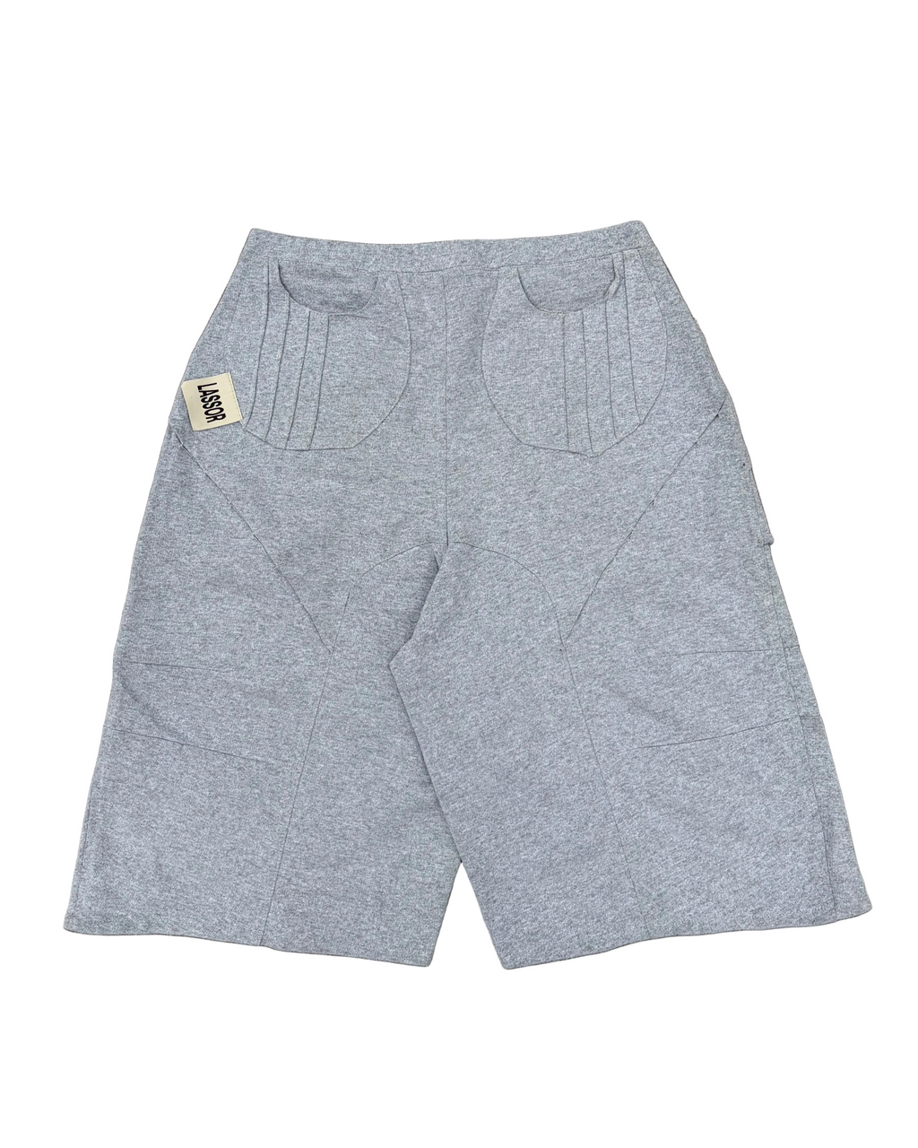 Bermuda gris Panel Pocket Jorts con bolsillos a cuadros - vista trasera