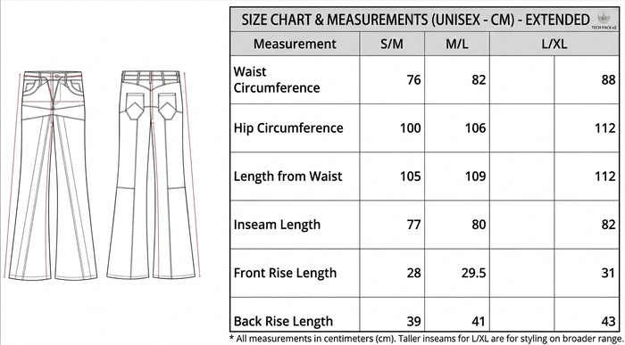 QUARRY PANT - Size chart