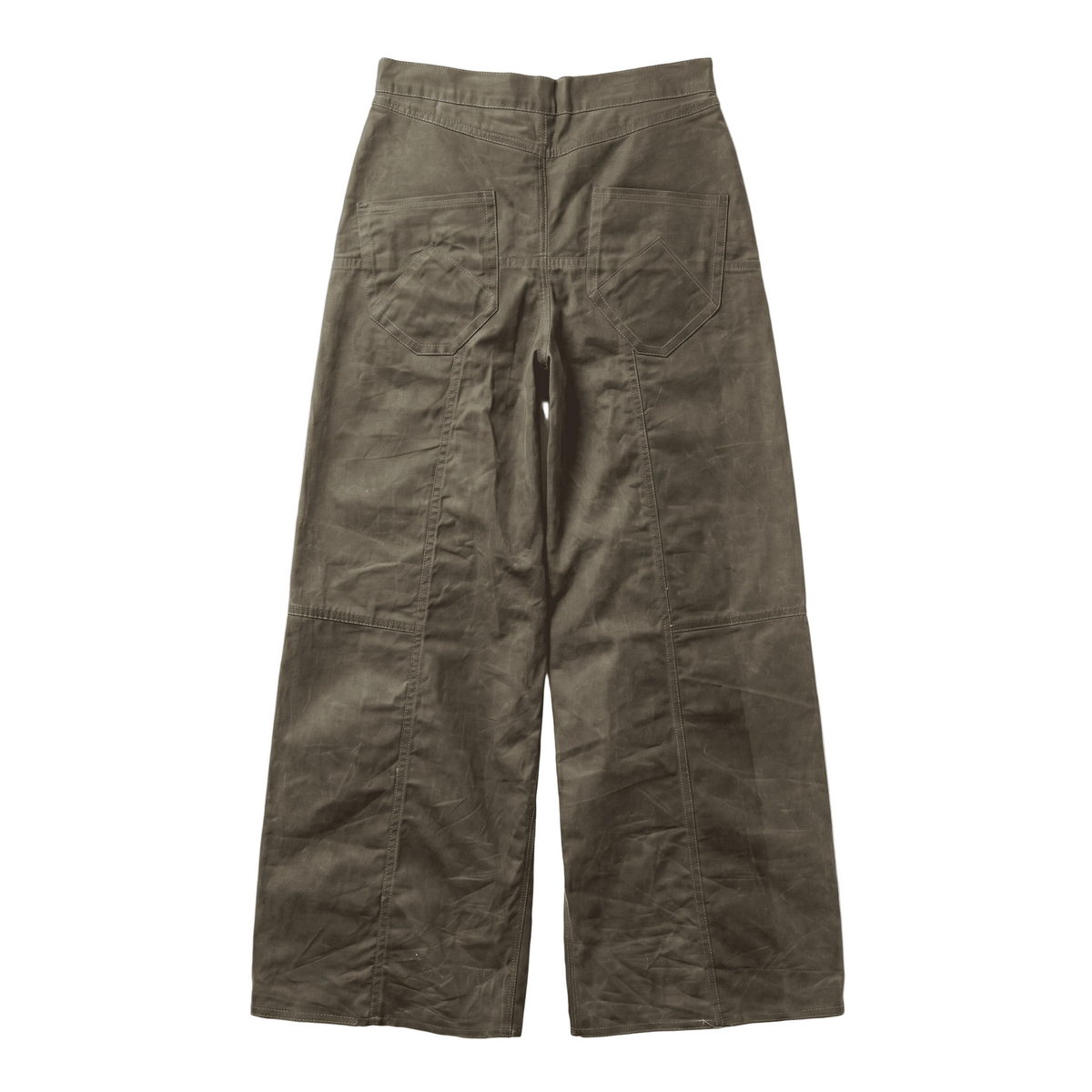 Pantalón marrón de lona rígida industrial - vista trasera