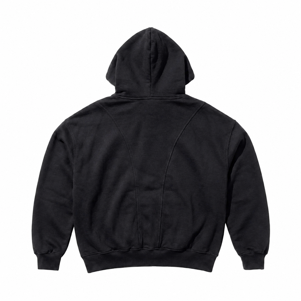 Sudadera negra oversize de algodón - vista trasera