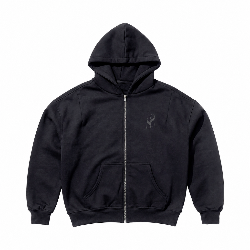 Sudadera negra Armour Zipper Hoodie con cremallera - vista frontal
