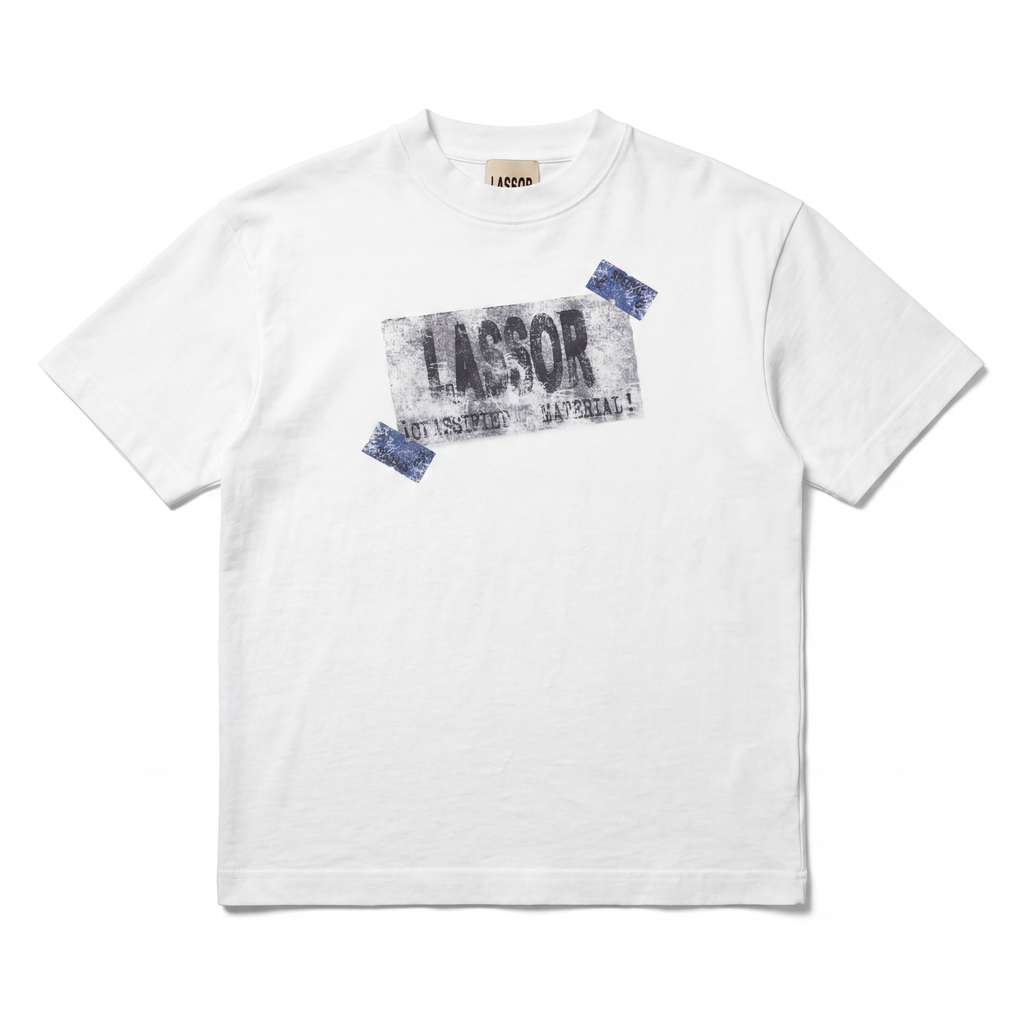 Camiseta blanca Classified Material con print frontal Lassor